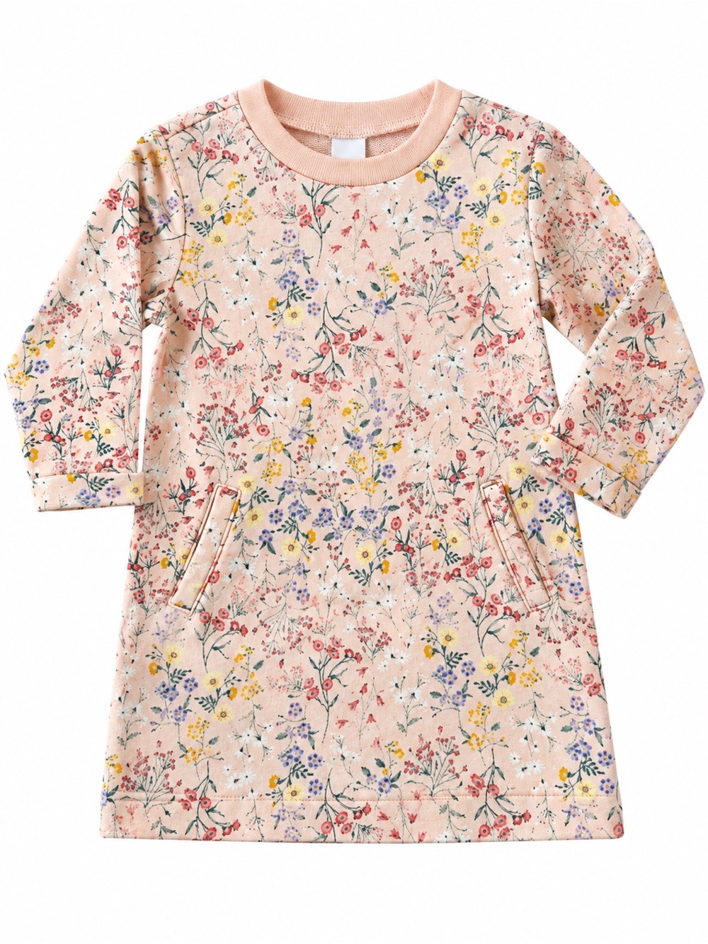 Old Navy Baby Floral Sweatshirt Dress Pink 12-18M